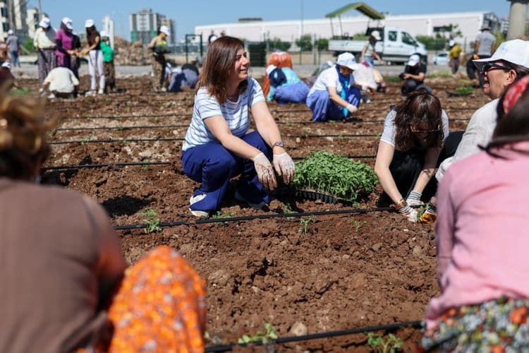 Eşbaşkan Bucak, kadınlarla birlikte Komün Bostanı’nda fide dikti 7