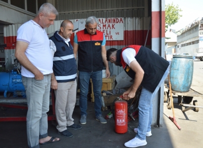 Sanayi sitelerinde yangınları önlemek için denetim yapılıyor